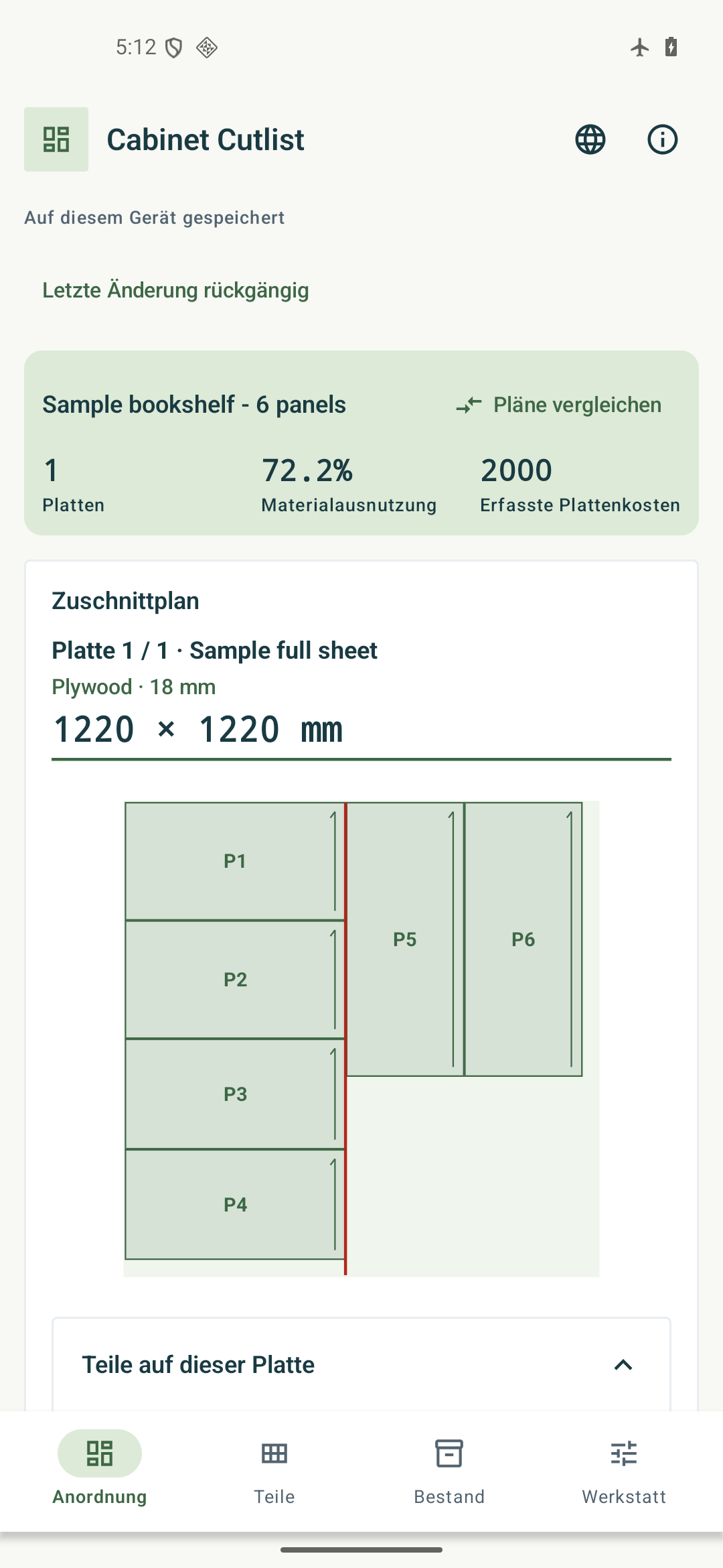 Cabinet Cutlist — Überblick